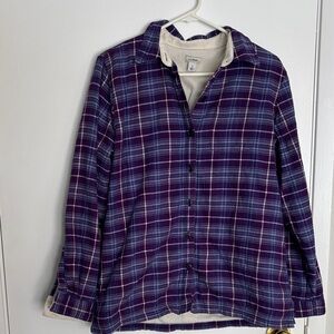 L.L. Bean Purple Checkered Fleece-Lined Shirt